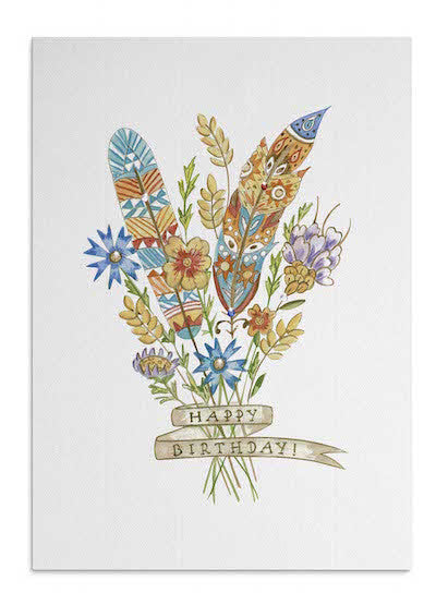 Flowers & Feathers card