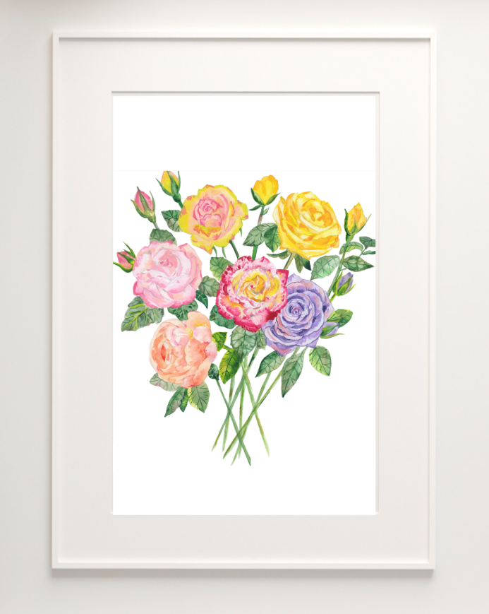 Aw Print Roses Print of Garden Roses - AnzuEngland