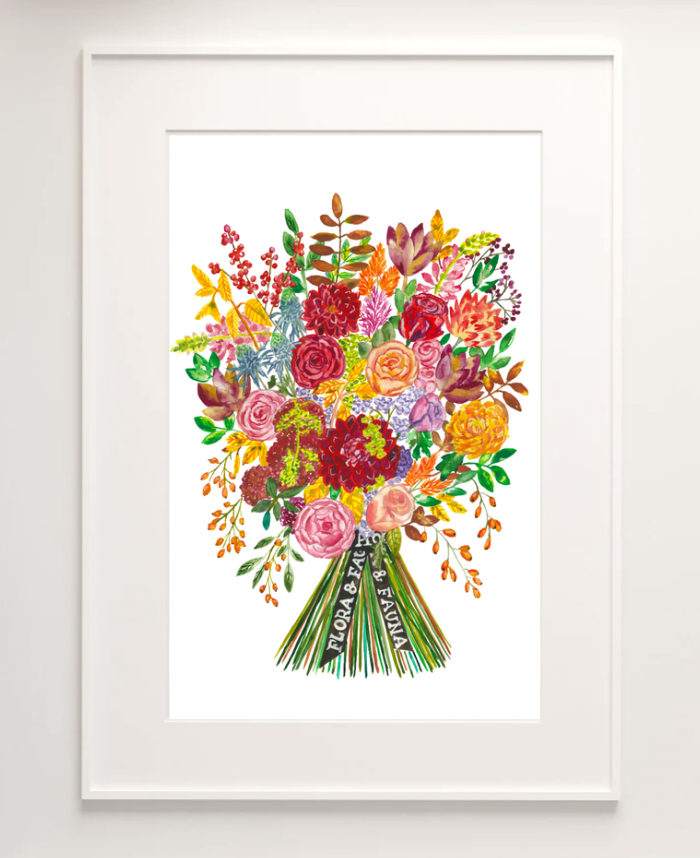 Print of Leaves & Berries Bouquet