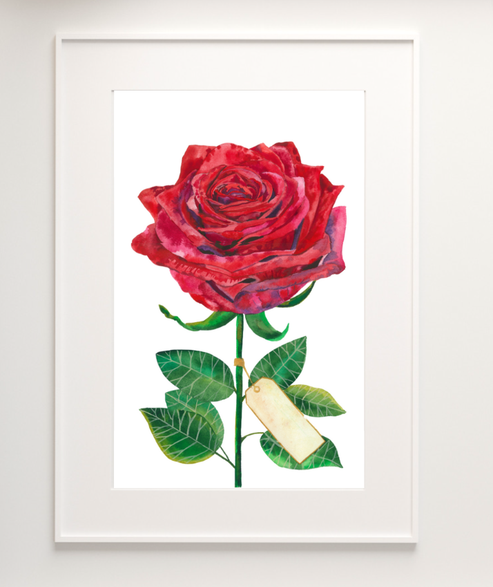 Personalised Red Rose original painting
