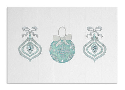 Christmas Diamonds Aquamarine baubles card
