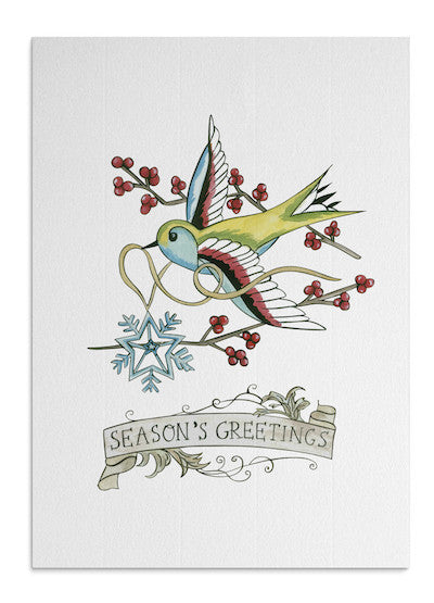 Christmas swallow card
