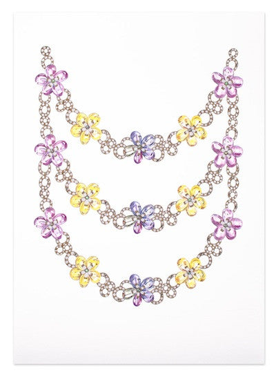 Multi-coloured flower necklaces print